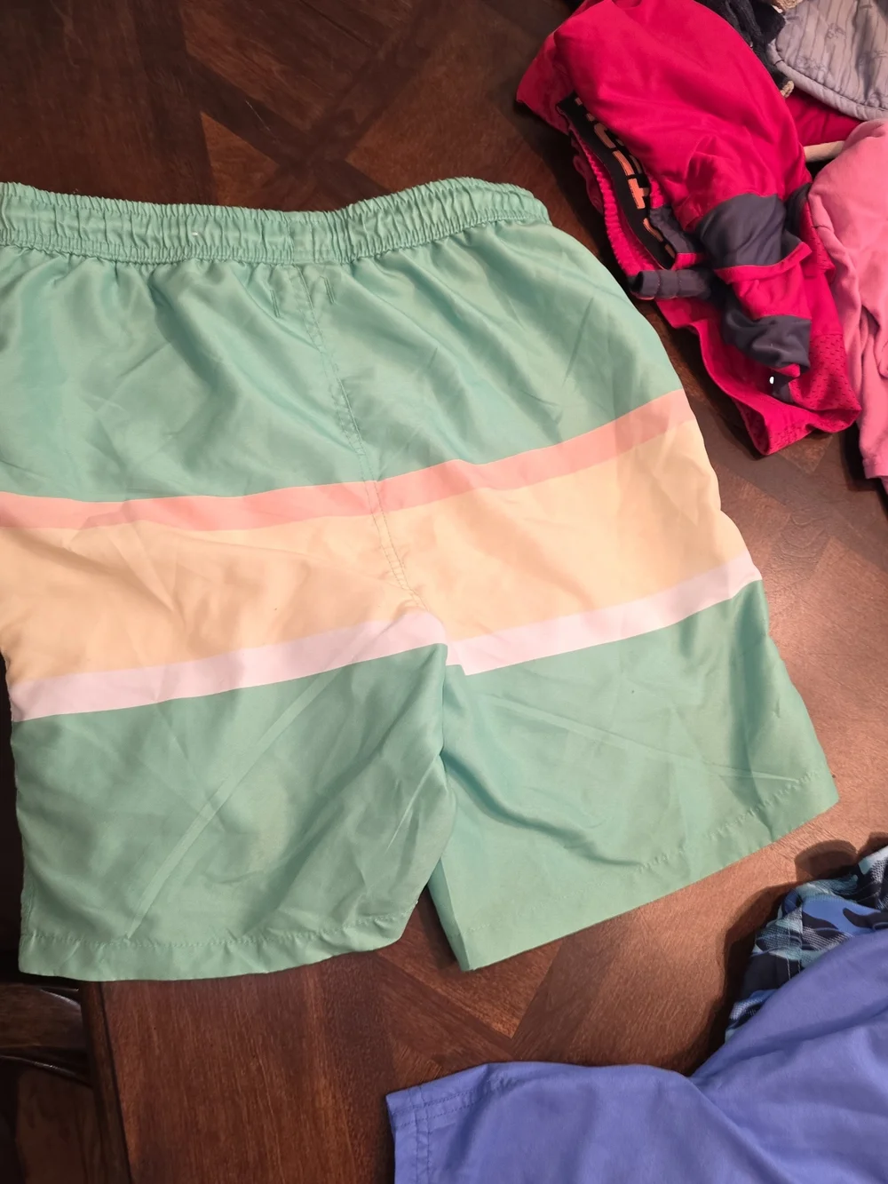 Boys Blue Camo Swim Trunks with Elastic Waistband
